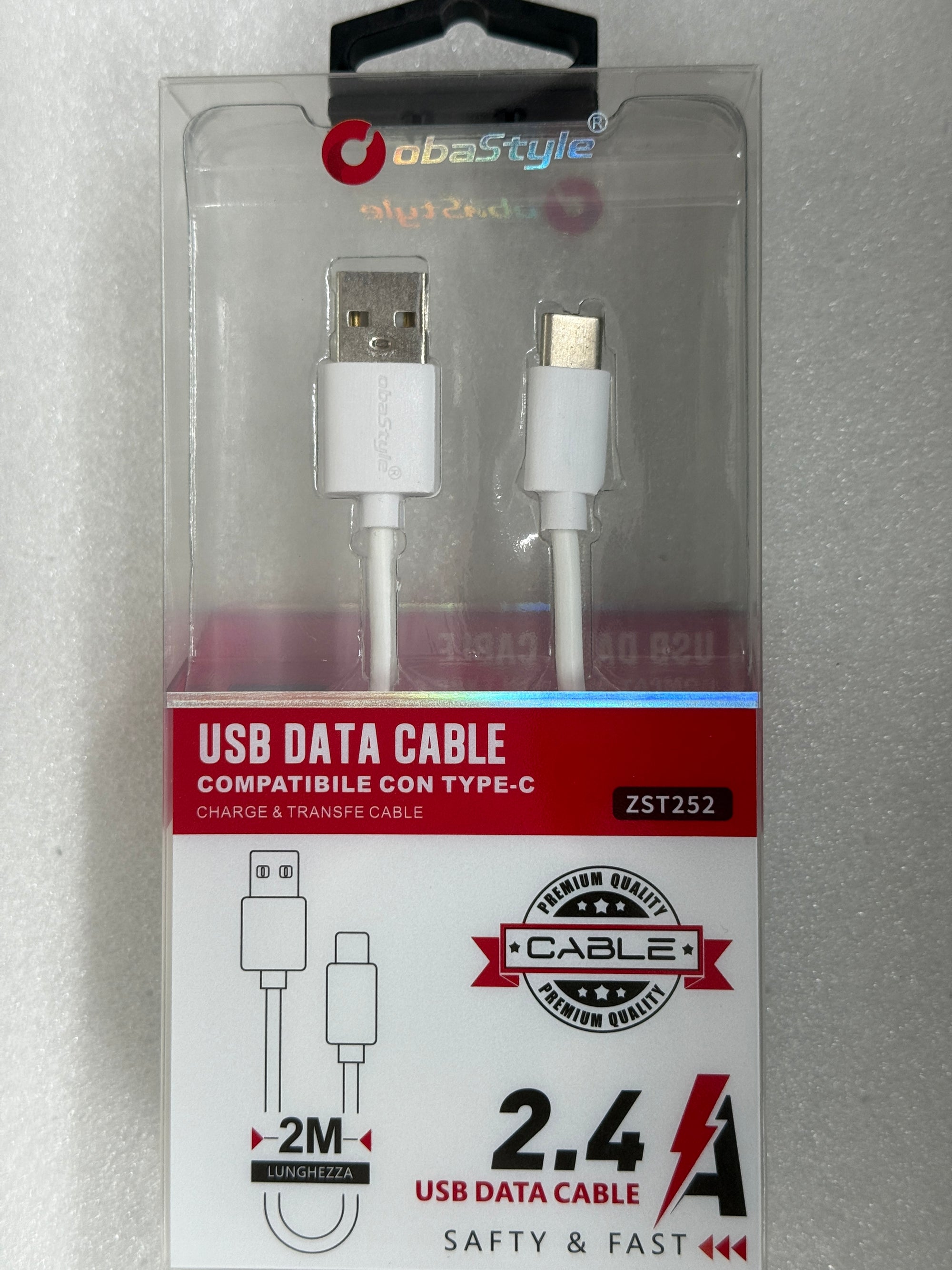 USB DATA CABLE  CON TYPE-C da 2 metri